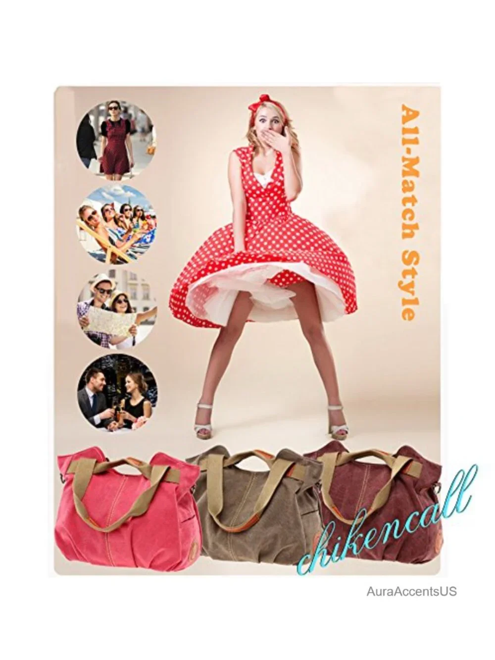 Vintage Canvas Hobo Shoulder Bag Women Ladies Daily Purse Tote Shopper Handbag